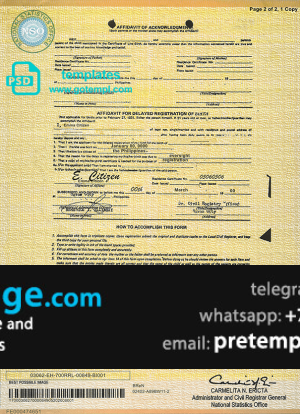 download Philippines birth certificate template free fonts, fully editable