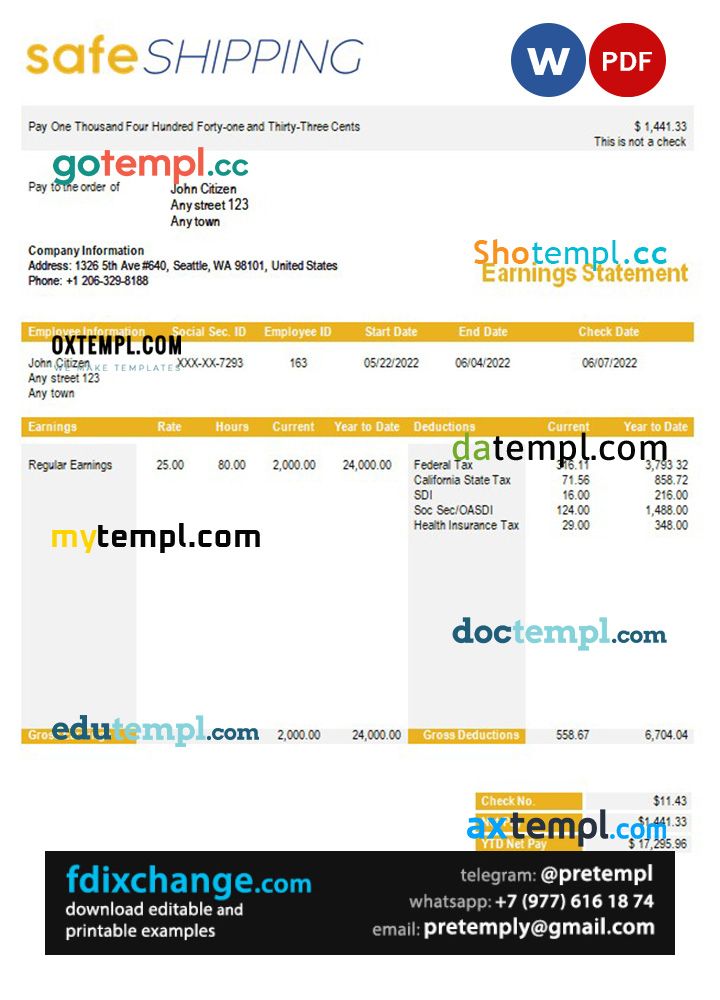 download safe shipping company payroll template free fonts