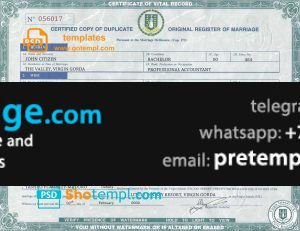 download United Kingdom Virgin Islands marriage certificate template free fonts